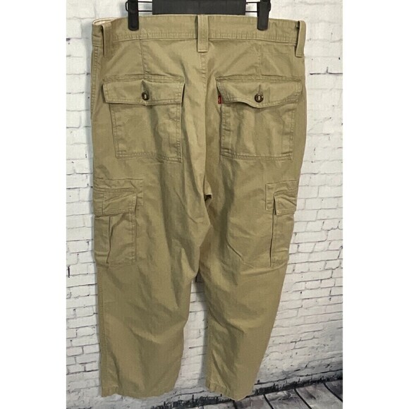 Levis Mens Cargo Loose Straight Khaki Skater Pants Size 34x32 Large Pockets T - Picture 5 of 12